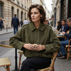 Suede-Like Cropped Bomber Jacket