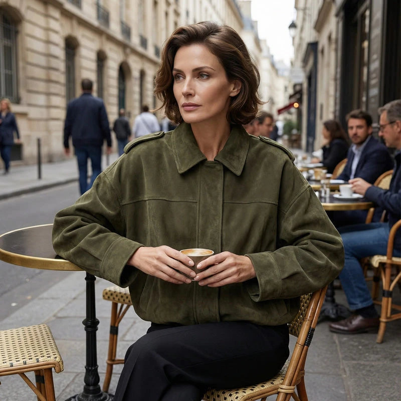 Suede-Like Cropped Bomber Jacket