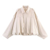 Suede-Like Cropped Bomber Jacket
