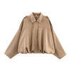 Suede-Like Cropped Bomber Jacket