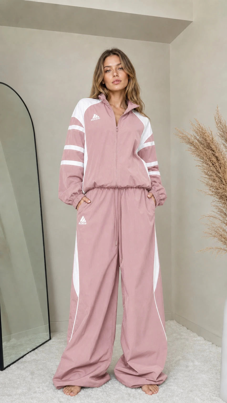 Retro Colorblock Tracksuit Set