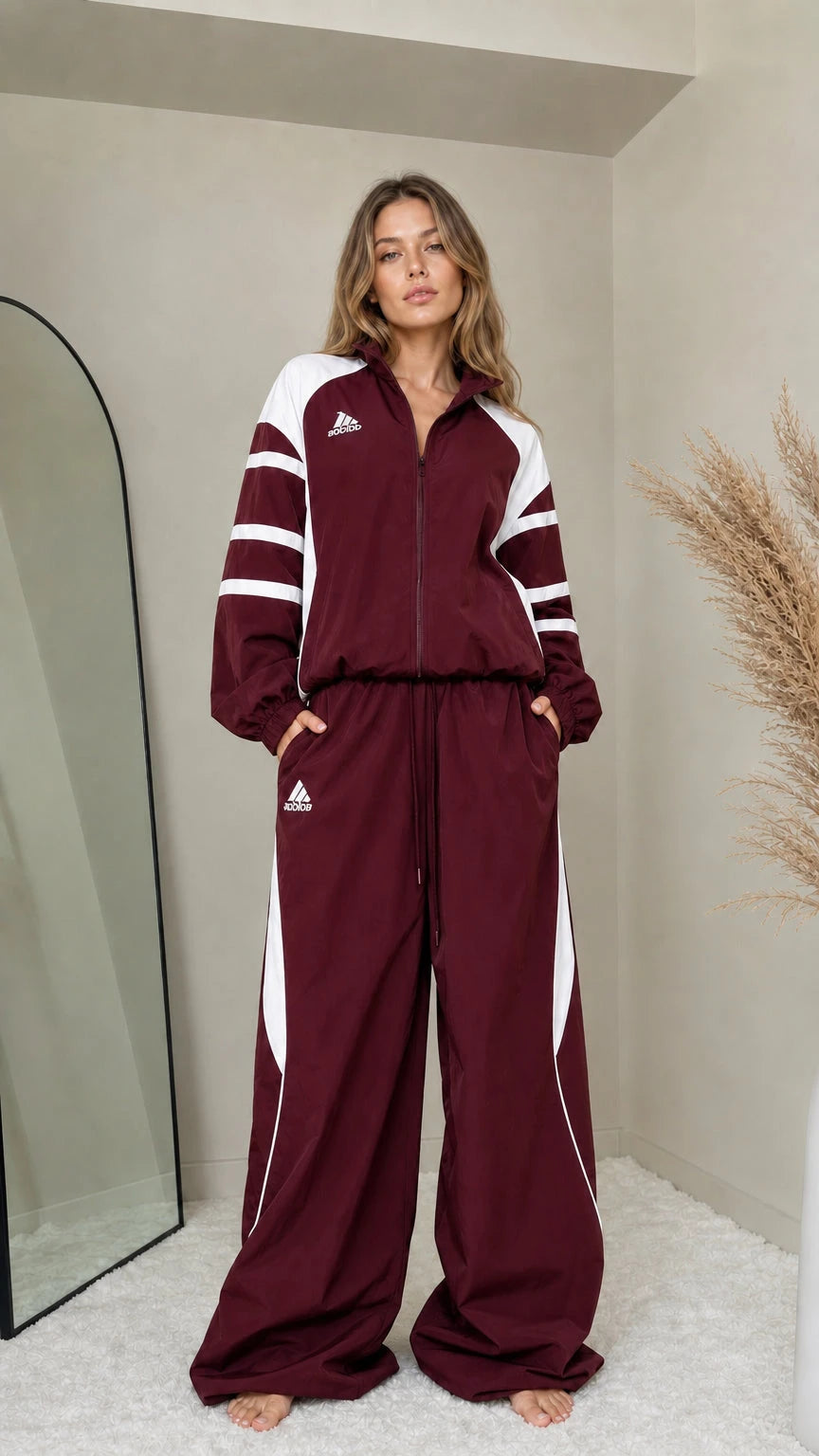 Retro Colorblock Tracksuit Set