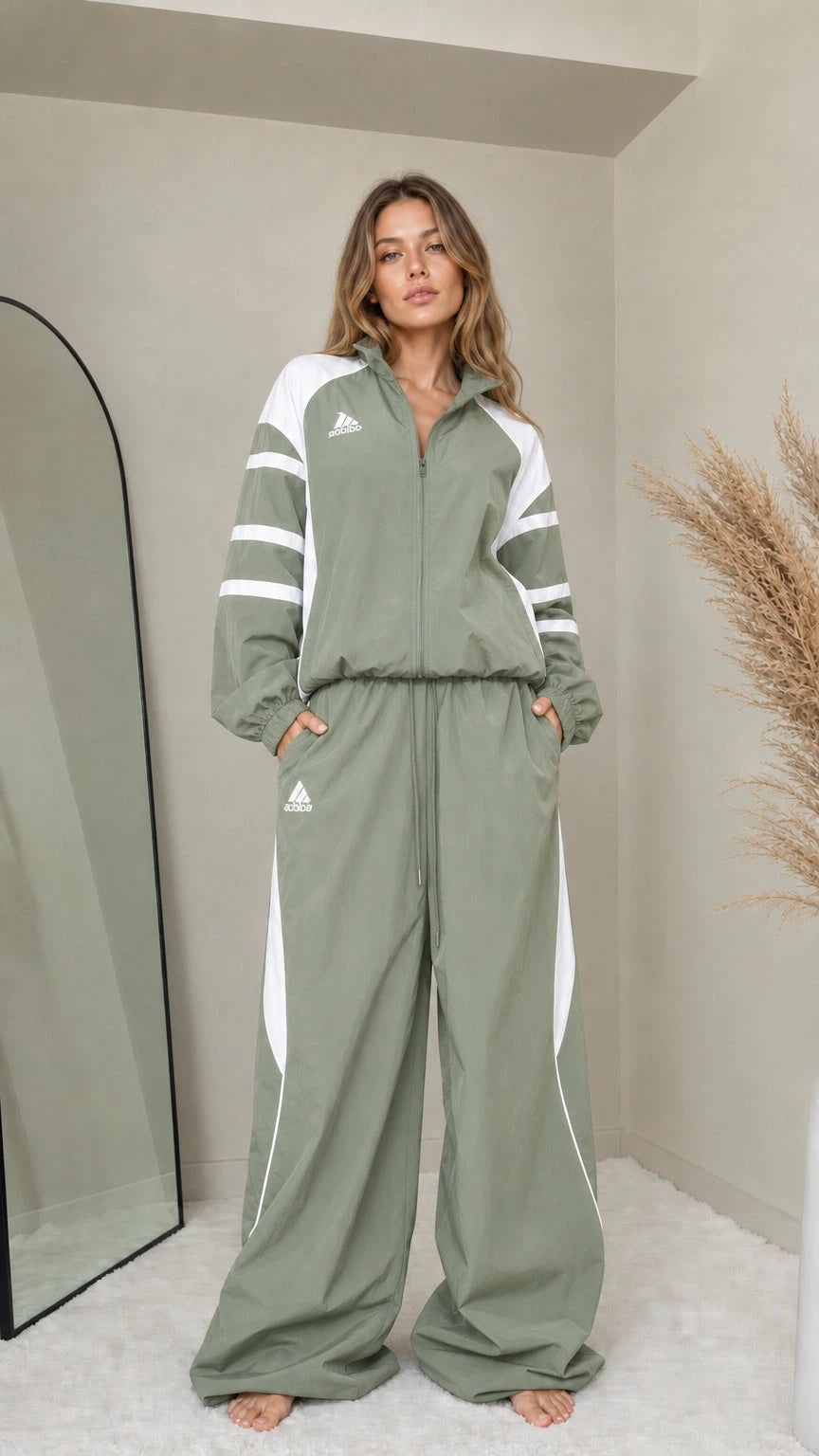Retro Colorblock Tracksuit Set