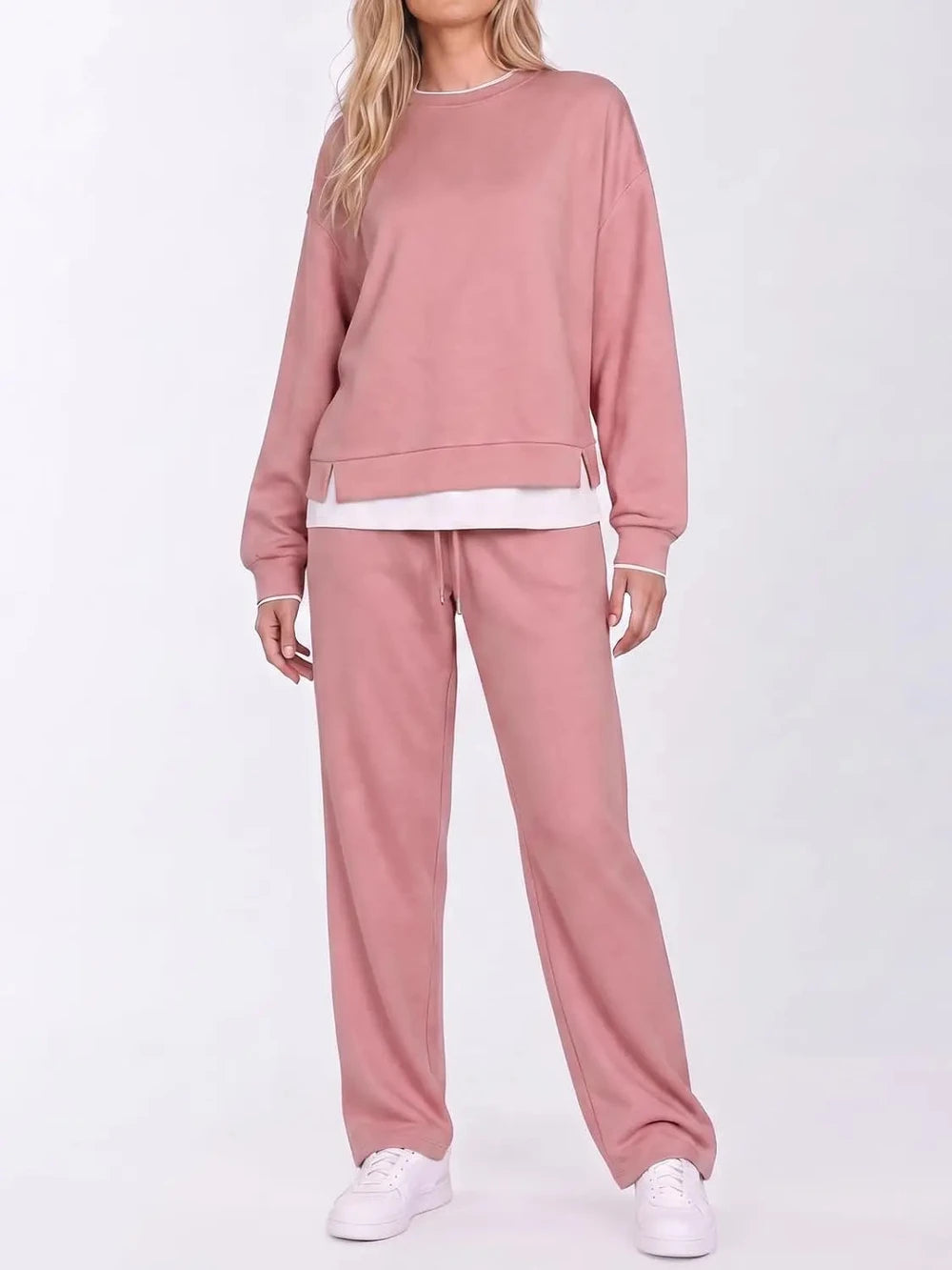 Fleece Fake Layer Loungewear Set