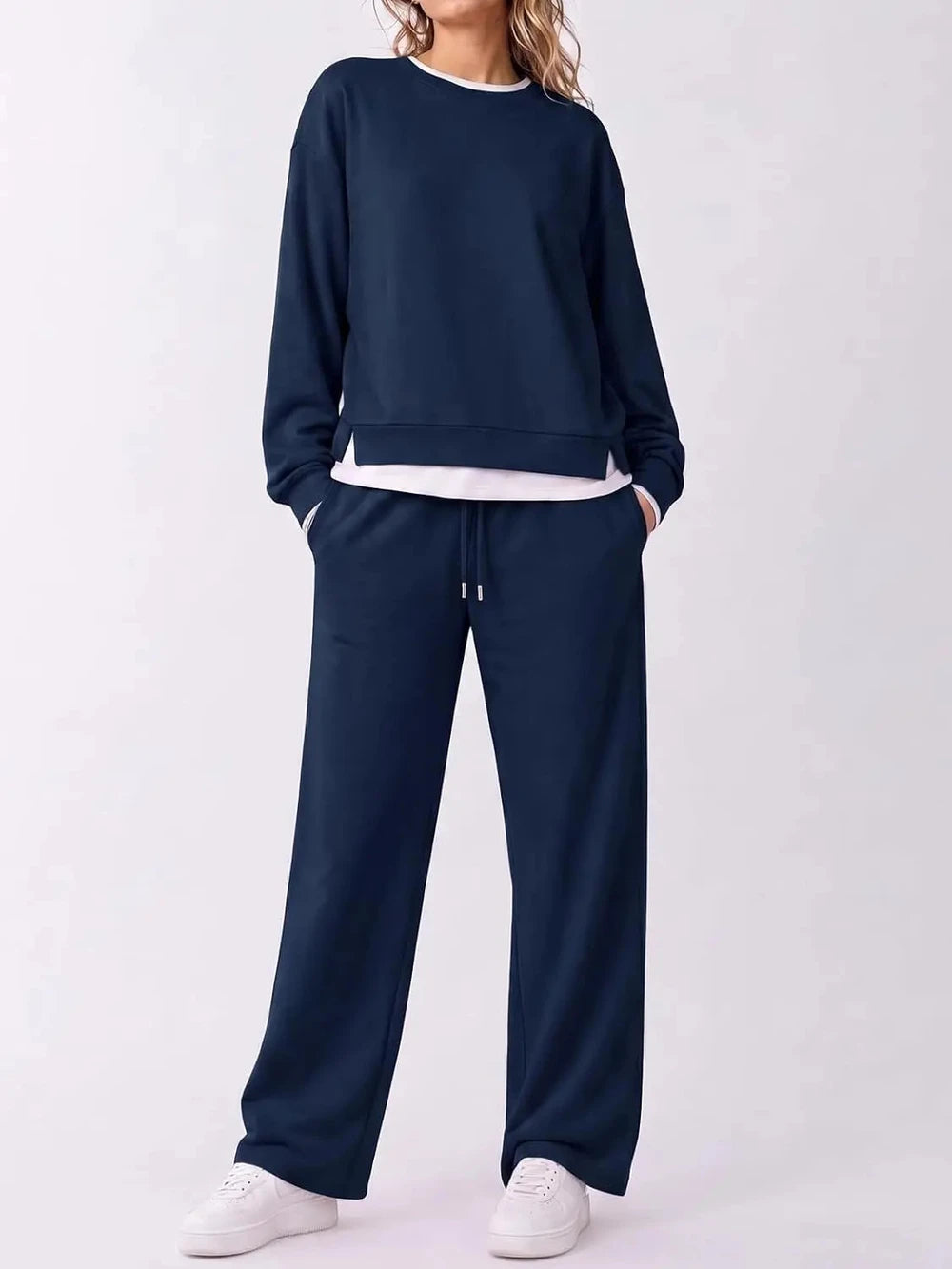 Fleece Fake Layer Loungewear Set