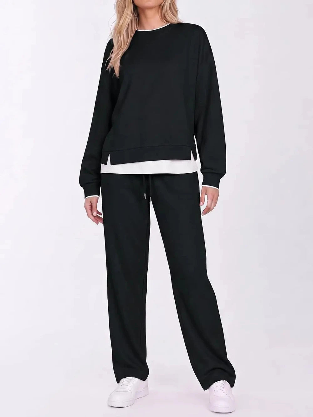 Fleece Fake Layer Loungewear Set