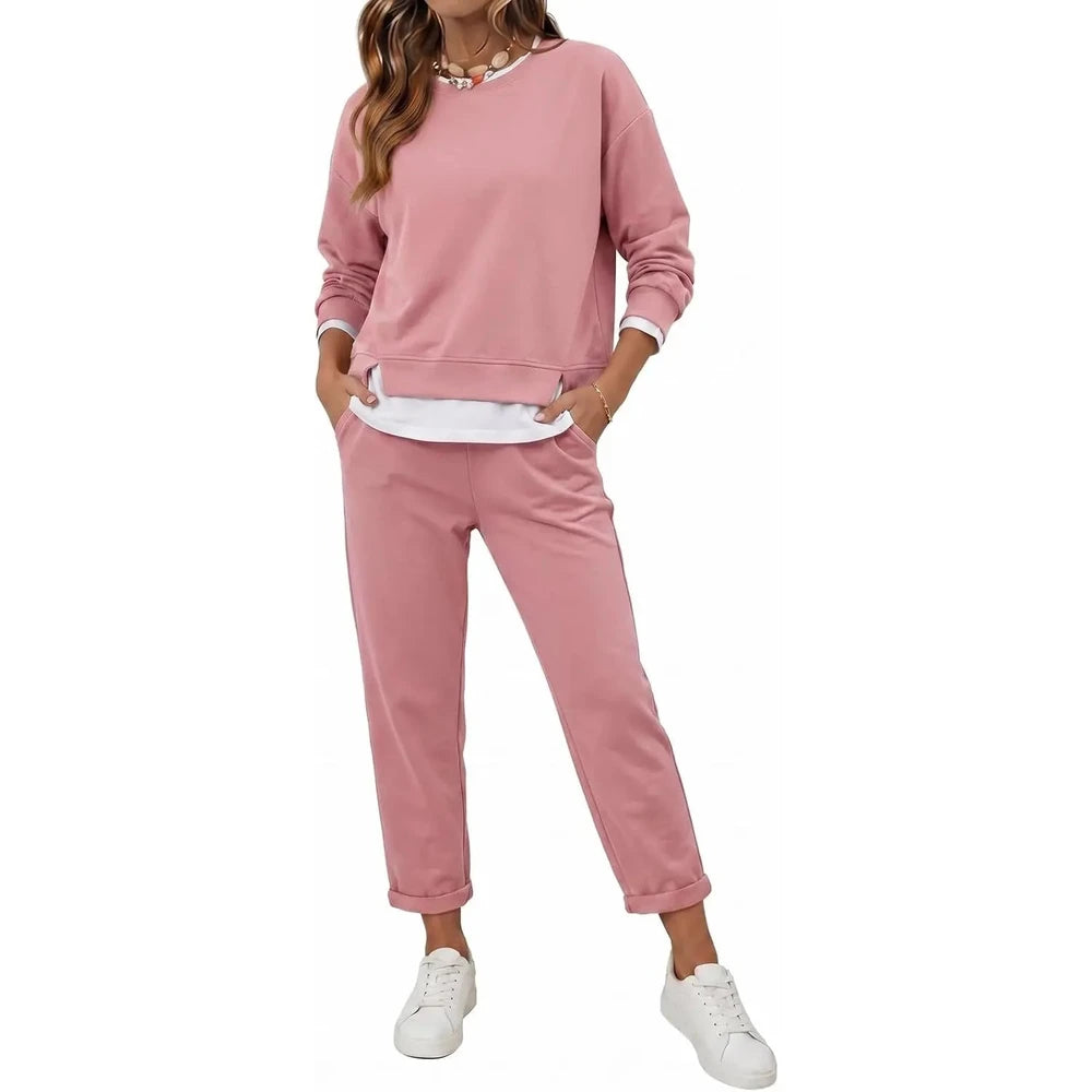 Fleece Fake Layer Loungewear Set