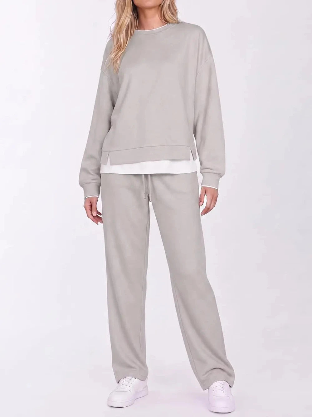 Fleece Fake Layer Loungewear Set