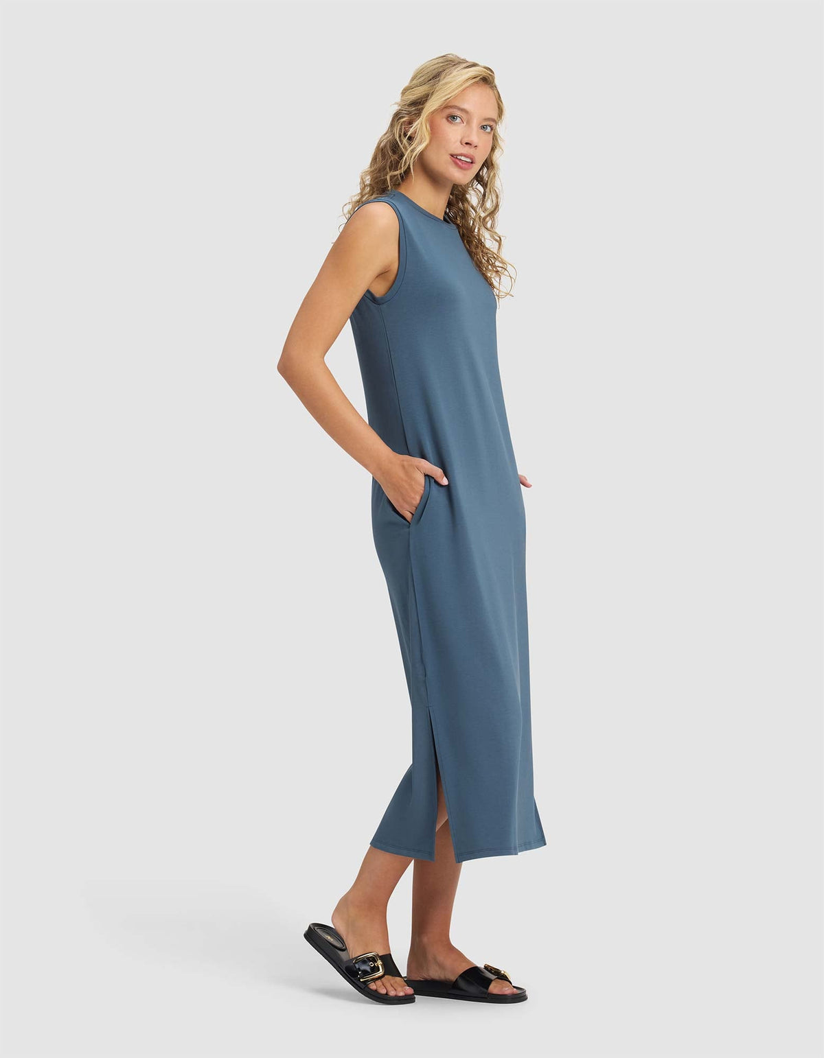 Women's Brushed Bamboo Sleeveless Midi Dress