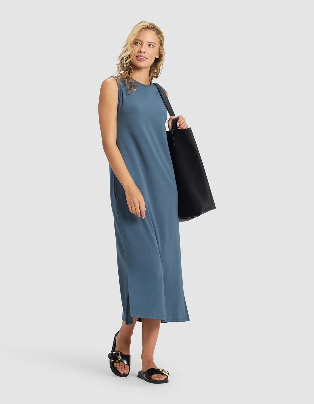 Women's Brushed Bamboo Sleeveless Midi Dress