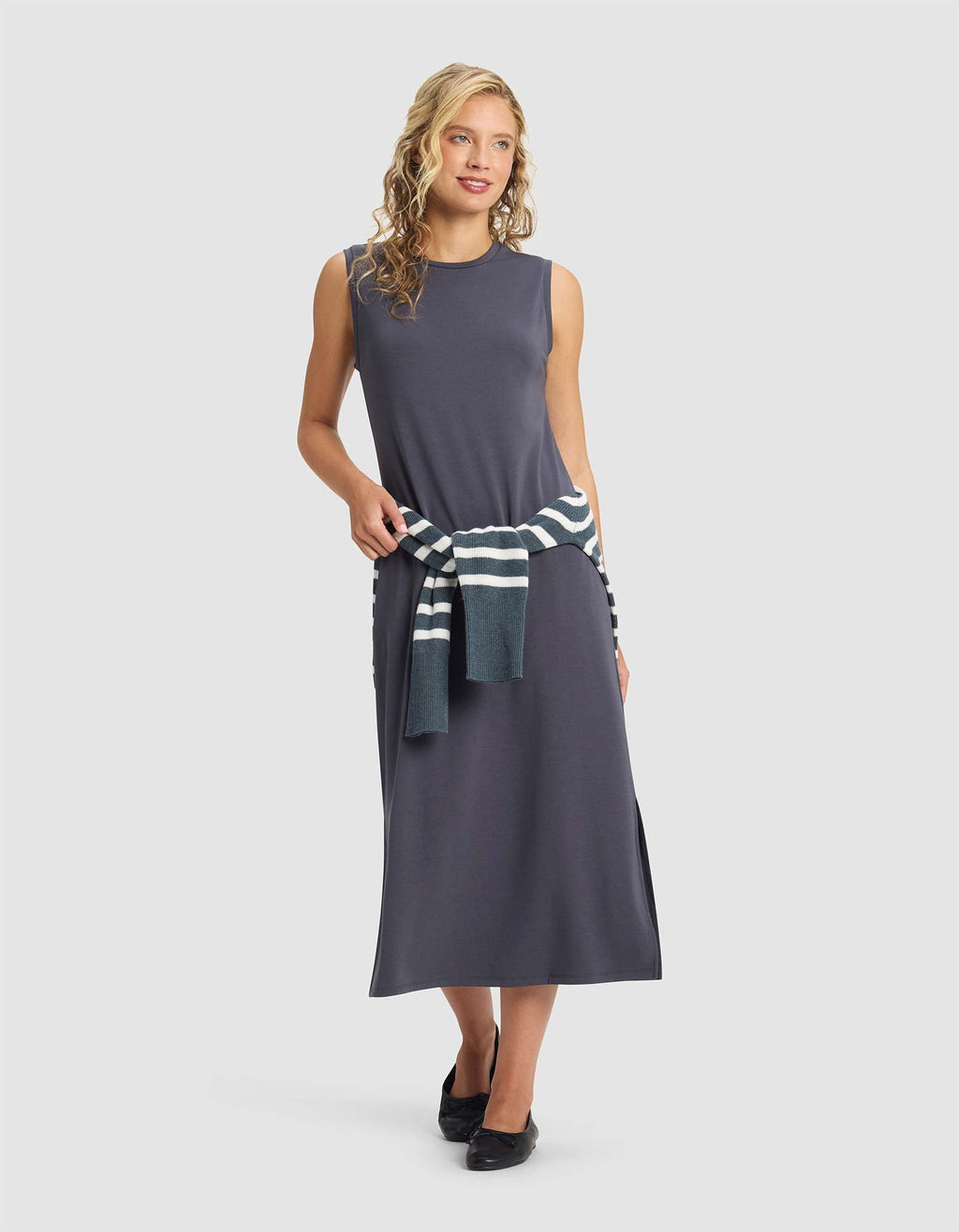 Women's Brushed Bamboo Sleeveless Midi Dress