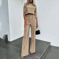 Hilda I Elegantes Set aus Cropped-Top und High-Waist-Hose mit weitem Bein